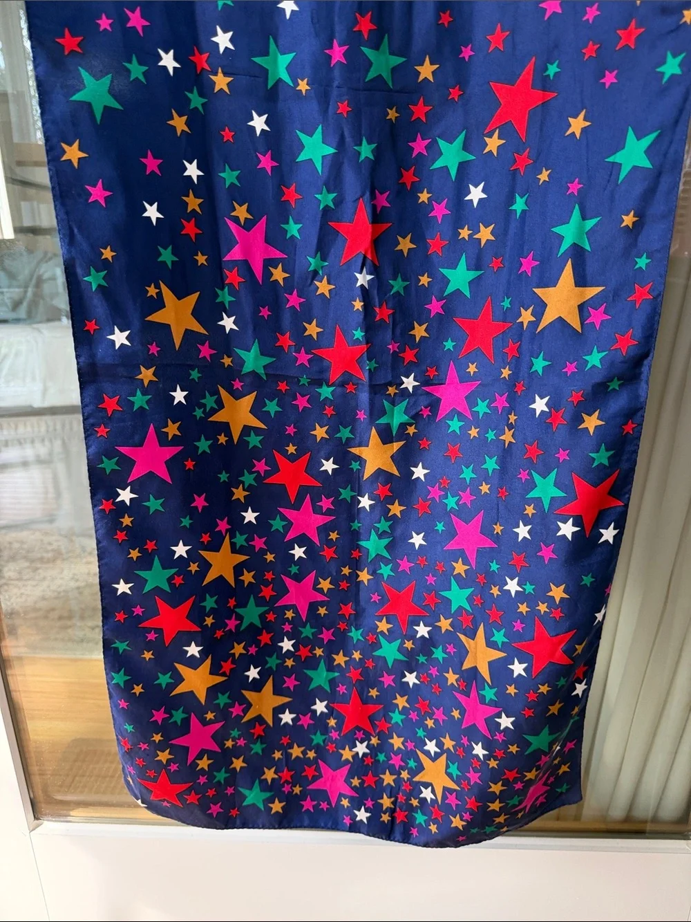 Vintage Perry Ellis Silk Navy Star-Print Scarf